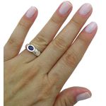 Anel Em Prata 950 Feminino Com Pedra Zircônia Cor Safira