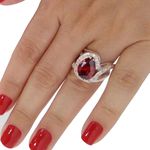 Anel Em Prata 950 Feminino Com Pedra Formato Gota Cor Granada