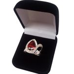 Anel Em Prata 950 Feminino Com Pedra Formato Gota Cor Granada