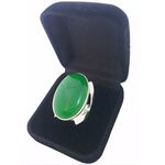 Anel Em Prata Feminino Com Pedra Natural Jade Verde - 43020jvd