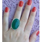 Anel Em Prata Feminino Com Pedra Natural Jade Verde - 43020jvd
