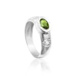 Anel Em Prata 950 Com Zircônia Cor Verde Esmeralda - 41064esm