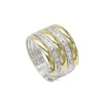 Anel Feminino em Prata 950 com Filetes Ouro 12k 5 Elos