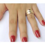 Anel Feminino em Prata 950 com Filetes Ouro 12k 5 Elos