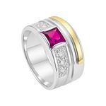 Anel De Prata 950 Masculino Com Aplique Em Ouro Pedras Zircônias - 42008