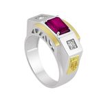 Anel em Prata 950 Baguete Formatura com Pedras Direito