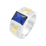 Anel Masculino em Prata 950 com Pedra Azul - AN13021