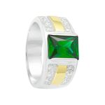 Anel Masculino em Prata 950 com Pedra Verde