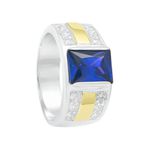 Anel Masculino em Prata 950 com Pedra Azul - AN13021