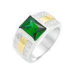 Anel Masculino em Prata 950 com Pedra Verde