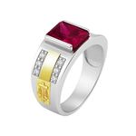 Anel em Prata 950 Retangular Formatura com Pedras Direito