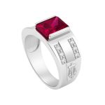 Anel em Prata Formatura Direito Masculino Pedra 7x9mm Mod. Liam