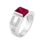 Anel em Prata Formatura Direito Masculino Pedra 7x9mm Mod. Liam