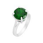 Anel Em Prata Feminino Modelo Solitário Com Pedra Zircônia Cor Verde Esmeralda