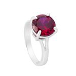 Anel Solitário Em Prata 950 Com Pedra Zircônia Cor Vermelha Rubi