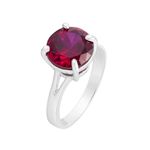 Anel Solitário Em Prata 950 Com Pedra Zircônia Cor Vermelha Rubi
