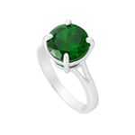 Anel Em Prata Feminino Modelo Solitário Com Pedra Zircônia Cor Verde Esmeralda