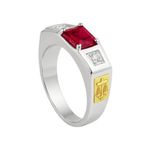 Anel De Formatura Masculino Em Prata 950 Com Símbolos Em Ouro 18k