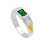 Anel em Prata Formatura Masculino Emblemas Ouro 18k Pedras