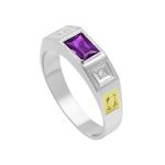 Anel em Prata Formatura Masculino Emblemas Ouro 18k Pedras