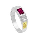 Anel em Prata Formatura Masculino Emblemas Ouro 18k Pedras