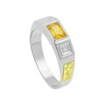 Anel em Prata Formatura Masculino Emblemas Ouro 18k Pedras