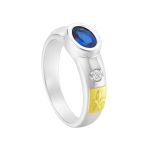 Anel em Prata Formatura Pedagogia Feminino Pedra Azul ou Lilás