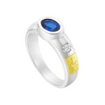 Anel em Prata Formatura Pedagogia Feminino Pedra Azul ou Lilás
