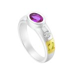 Anel em Prata Formatura Feminino ou Masculino Pedra Oval