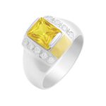 Anel Masculino em Prata 950 com Pedra Amarela - AN13074