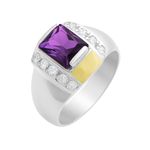Anel Masculino em Prata 950 com Pedra Roxa