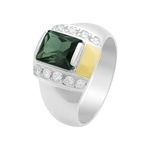 Anel Masculino Prata 950 Pedra cor Turmalina Verde - AN13074