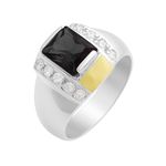 Anel Masculino em Prata 950 com Pedra Preta - AN13074