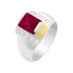 Anel Masculino em Prata 950 com Pedra Vermelha