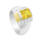 Anel Masculino em Prata 950 com Pedra Amarela - AN13074