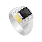 Anel Masculino em Prata 950 com Pedra Preta - AN13074
