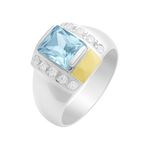 Anel Masculino em Prata 950 com Pedra Azul Claro - AN13074