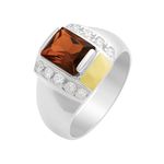 Anel Masculino em Prata 950 com Pedra cor Granada - AN13074