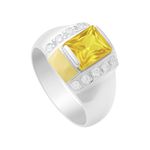 Anel Masculino em Prata 950 com Pedra Amarela - AN13074