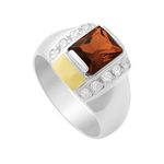 Anel Masculino em Prata 950 com Pedra cor Granada - AN13074