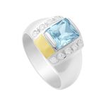 Anel Masculino em Prata 950 com Pedra Azul Claro - AN13074