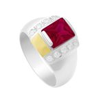 Anel Masculino em Prata 950 com Pedra Vermelha