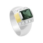 Anel Masculino Prata 950 Pedra cor Turmalina Verde - AN13074
