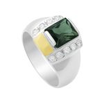 Anel Masculino Prata 950 Pedra cor Turmalina Verde - AN13074