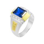 Anel em Prata Formatura Masculino Pedra Retangular Grande