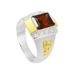 Anel em Prata Formatura Masculino Pedra Retangular Grande