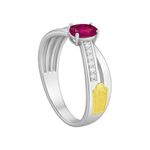 Anel em Prata 950 Formatura Direito com 2 Aros e Pedra Oval