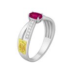 Anel em Prata 950 Formatura Direito com 2 Aros e Pedra Oval