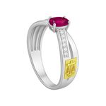 Anel em Prata 950 Formatura Direito com 2 Aros e Pedra Oval