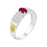 Anel em Prata Formatura Direito com Pedra Oval cor Rubi